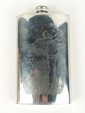 RARE Vintage Orvis Sheffield England Rose Pewter Golf Hip Flask 8oz Stamped OOAK picture