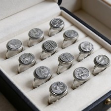 12 constellation rings, carved from natural meteorites, adjustable ring size picture