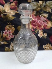 Vintage Pressed Glass Cut Crystal Decanter Wine Bottle With a Crown and Grapes picture