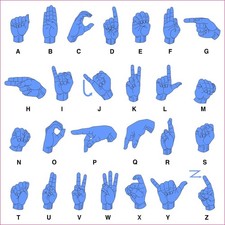 5in x 5in Blue ASL Alphabet Vinyl Sticker American Sign Language Chart Decal picture