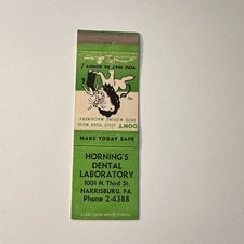Horning's Dental Laboratory Harrisburg PA Vintage Matchbook Cover 5MB126-6-6 picture
