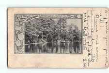 Old Vintage 1906 Postcard of Bathhouse in Mayflower Grove Bryantville MA picture