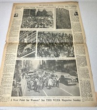 2 Detroit News WWII Papers 1942 U-Boat Raid 1945 VE Day Detroit picture