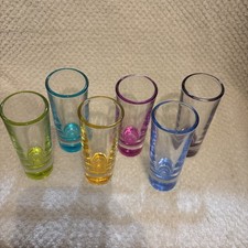 Vintage Crisa Set of 6 Tall Shot Glasses Multi-Colored picture