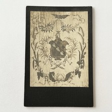 Antique Photograph On Board Beautiful Coat Of Arms Folk Art ID Clarke Family picture