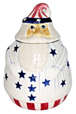 RARE Laurie Gates Cookie Jar -  Patriotic Uncle Sam Santa HTF picture