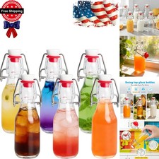 6 Pack 4oz Flip Top Glass Bottles Airtight Seal  picture