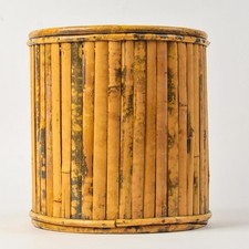 Vintage Tortoise Bamboo Wastebasket or Plant Container picture
