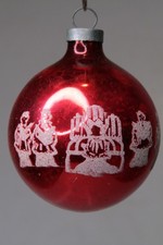 Vintage Glass Stencil Pictured CAROLERS JOYOUS NOEL BALL Christmas Ornament COBY picture