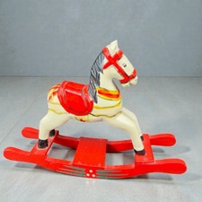Vintage Rocking Horse Wooden Folk Art Hand Painted Hand Carved Wood Figurine VTG picture