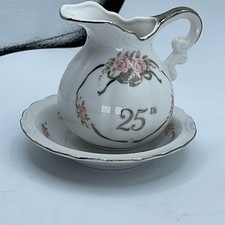 Vintage Lefton 25th anniversary creamer & underplate set picture