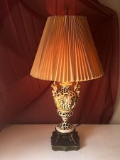 Vintage Italian Hand Painted Porcelain  Capodemonte Cherubs Lamp Table/ No Shade picture