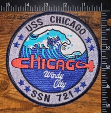 USS Chicago Windy City Los Angeles SSN 721 Military Submarine Cut Edge Patch picture