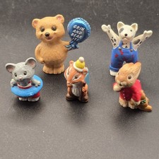 5 Hallmark Figurine Anthropomorphic Chipmunk Dog Rabbit Mouse Bear Mini Vtg picture
