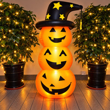 1 Set Giant Standing Orange Pumpkin Halloween Inflatable Tumbler Decor  Outdoor picture