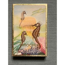 Vintage Florida Themed Pinochle Deck Seahorses Palm Trees MCM picture