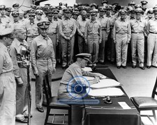 ADMIRAL CHESTER NIMITZ SURRENDER CEREMONY USS MISSOURI 1945 8X10 PHOTO picture