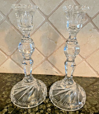 PAIR Vintage Crystal CandleHolders Candlesticks Heavy picture