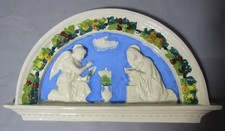 Antique DELLA ROBIA (ITALIAN) Tin-Glazed Terra Cotta Christian Plaque  c. 1920* picture