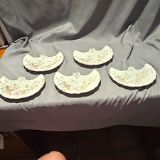 Antique Carlsbad China Austria Crescent Bone Dishes Holiday Table Set of 5 picture