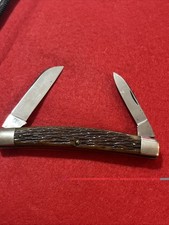 Vintage 2 Blade Queen 1950-1955 Green Bone Half Congress  Knife Knives picture