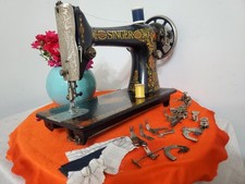 Newly Serviced ANTIQUE SINGER SEWING MACHINE HEAD ONLY 66-1 RED EYE BACK CLAMP picture