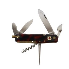 Antique Swiss Army INOX Knife Switzerland Multi Tool Corkscrew Military 1900s picture