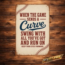 Baseball Theme Decorative Metal Sign Sports Fan Room Wall Decor picture