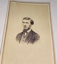 Rare Antique American Civil War Man Goatee Galena Illinois CDV Photo Tax Stamp picture