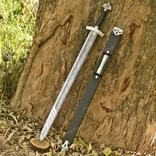 Handmade Northmen Damascus Steel Viking Sword | Battle Ready Sword with Scabbard picture