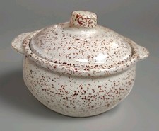 vintage Monmouth Pottery bean pot, often featuring a brown speckled or... picture