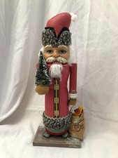 Vtg BRN Red W/Gray Fur Trim, Tree, & Toy Bag 