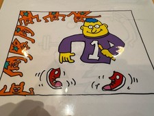 Keith Haring Original Cel With Certification Rare Haring Self Portrait picture