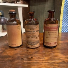 3 Vintage Cork Top Paper Labels Amber Bottles 2 Parke, Davis & Co 1 Unknown Drug picture