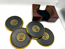 Ray-Ban B&L USA Olympic Team 4 Coaster Set w/ Medium Brown Wood Holder picture
