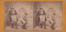 France Street Musician Drummer Boy Genre Stereoview 1870s - Original Photo picture