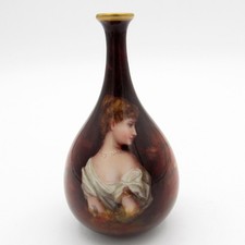 Antique Hand Painted Portrait Mini Porcelain Vase, Royal Schwarzburg, Germany picture