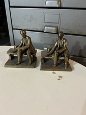 Antique Brass Abraham Lincoln Presidential Library Bookends picture