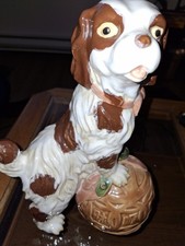 Vin. Staffordshire King Charles Spaniel Dog w/Ball Figurine 12