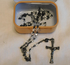 Roma Sterling Silver Crystal Beaded Small Rosary Vintage picture