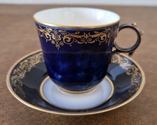 Antique Sèvres Porcelain Cup Saucer Bleu de Sèvres Cobalt Gold Gilt 1865/1872 picture