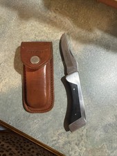 VTG Sharp 200 Stainless Steel Lockblade Pocket Knife w/Leather Sheath Japan picture