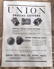 Union Twist Drill Co. print ad 1937 vintage 30s retro art industry factory tools picture