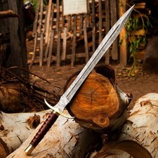 Handmade Damascus Steel Viking Sword Battle Ready Medieval Sword w/ Sheath. picture