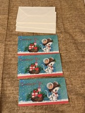 Vintage Christmas Mouse Cards Set of 3, Christmas Originals Cute Mouse Gifts Sno picture