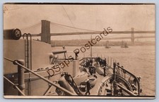 K55/ New York City RPPC Postcard c1910 Bridge Navy Ship Entering Sailors 518 picture