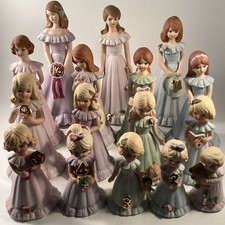 Enesco Growing Up Birthday Girls set ages 1-16, 1980s, All pristine. picture