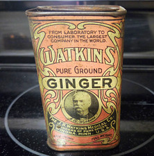 Antique Watkins Pure Ground Ginger Spice Advertising Tin Multicolor picture