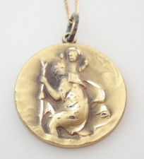 Vintage ANSON Religious Saint St Christopher Sterling Pendant Medal Necklace NOS picture