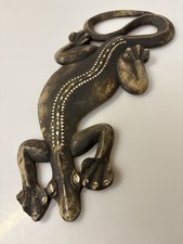 Wooden Gecko Handcarved Art 15” RARE DESIGN picture